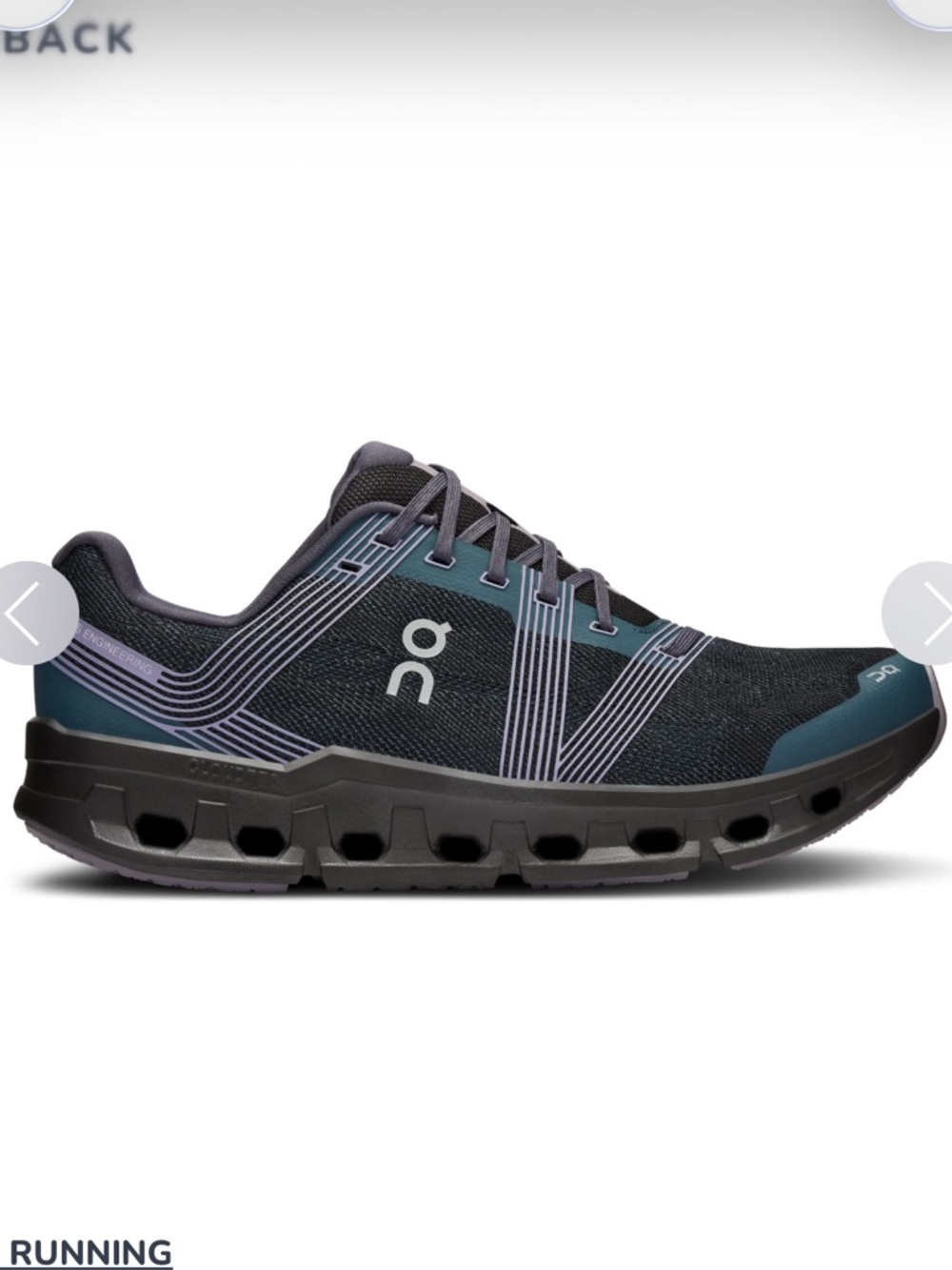 On Running Cloudgo Men's Running Shoe in Teal & Black with Purple Accents